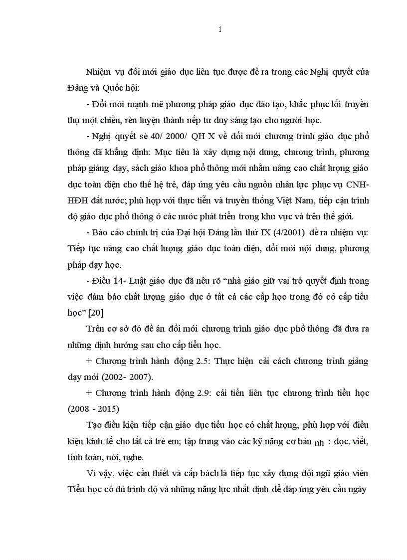 image for page Thực trạng kỹ năng dạy học trên lớp của giáo viên Tiểu học Yên Dũng Bắc Giang theo yêu cầu của chương trình mới