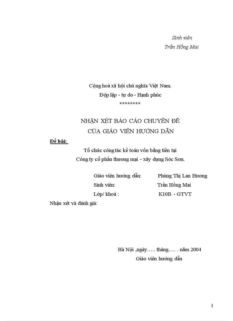 image for page Hạch toán kế toán vốn bằng tiền tại công ty cổ phân thương mại xây dựng Sóc Sơn 1