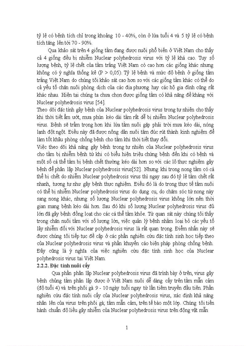 image for page Nghiên cứu một số đặc tính sinh học của Nuclear polydrosis virrus gây bệnh bủng tằm và đề xuất biện pháp phòng trị bệnh