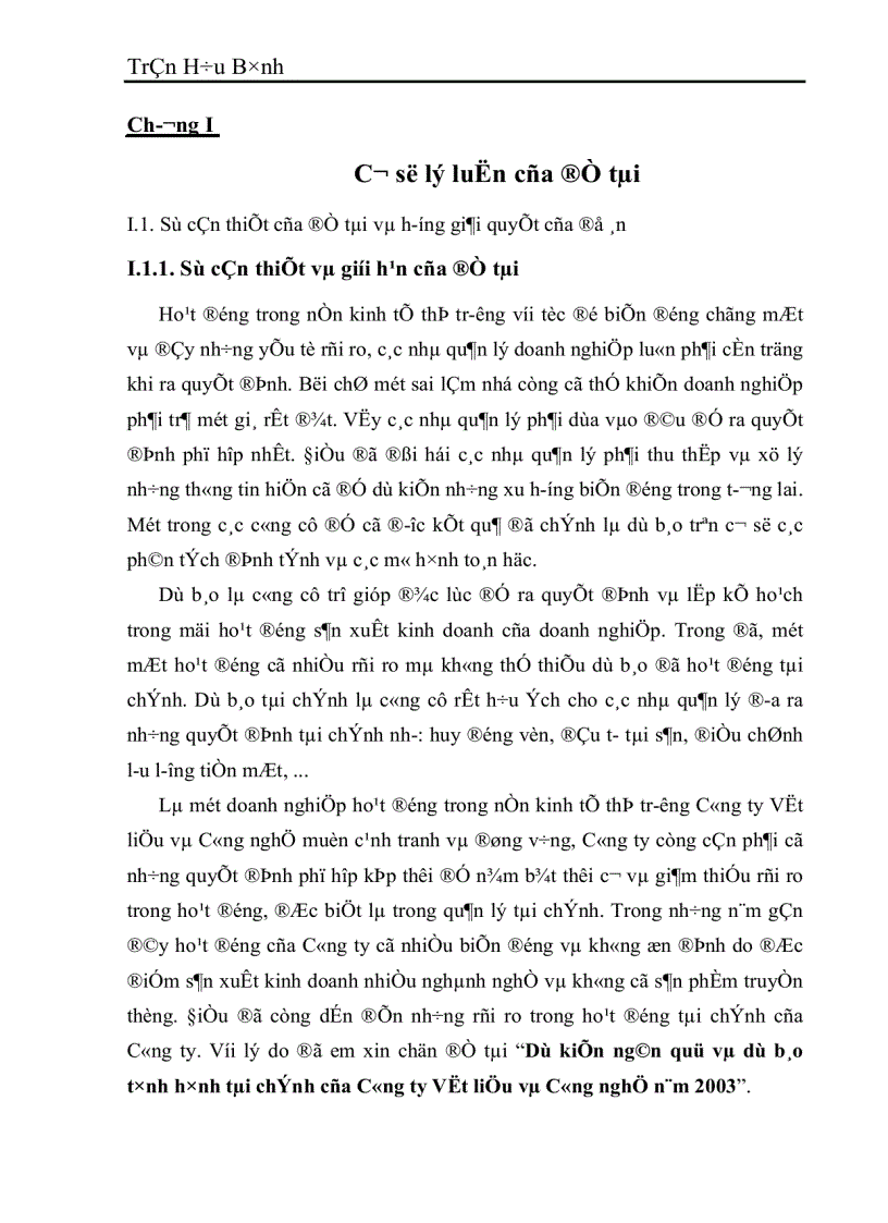image for page Dự kiến ngân quỹ và dự báo tình hình tài chính của Công ty Vật liệu và Công nghệ năm 2003 1