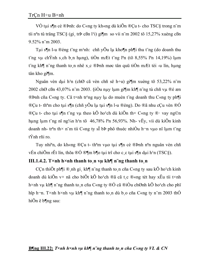 image for page Dự kiến ngân quỹ và dự báo tình hình tài chính của Công ty Vật liệu và Công nghệ năm 2003 1