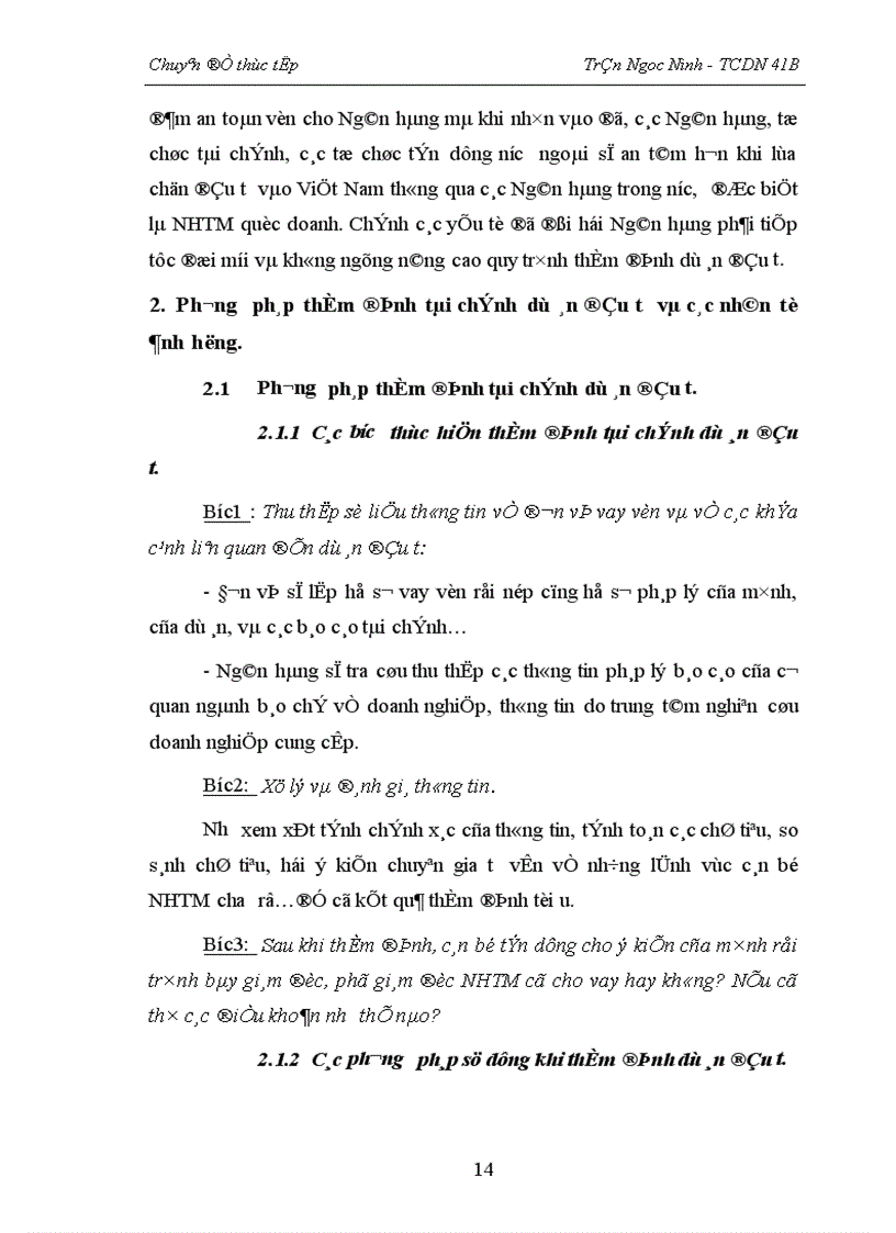 image for page Thẩm định dự án đầu tư của NHTM