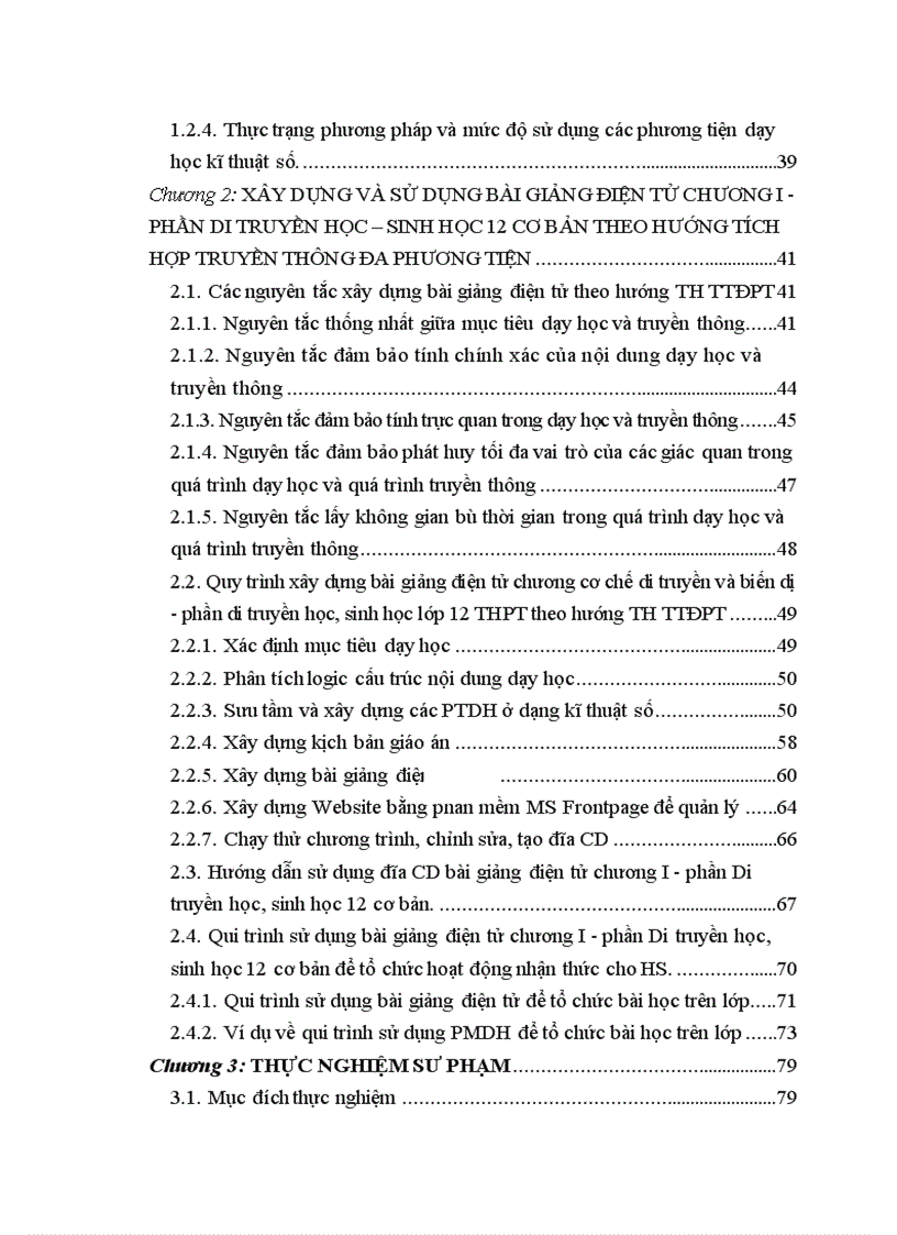 image for page Xây dựng và sử dụng bài giảng điện tử chương I phần di truyền học Sinh học 12 Ban cơ bản theo hướng tích hợp truyền thông đa phương tiện 1