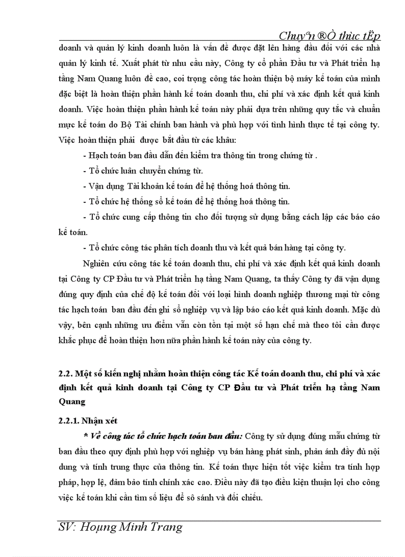 image for page Kế toán doanh thu chi phí và xác định kết quả kinh doanh tại Công ty cổ phần Đầu tư và Phát triển hạ tầng Nam Quang