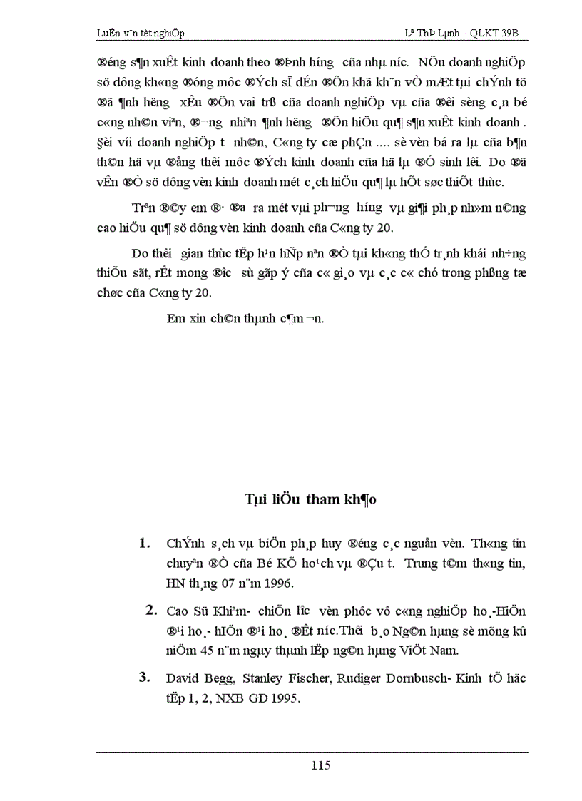 image for page Phương hướng và một số biện pháp nâng cao hiệu quả của công tác quản lý vốn sản xuất kinh doanh Công ty 20 Tổng cục hậu cần 1