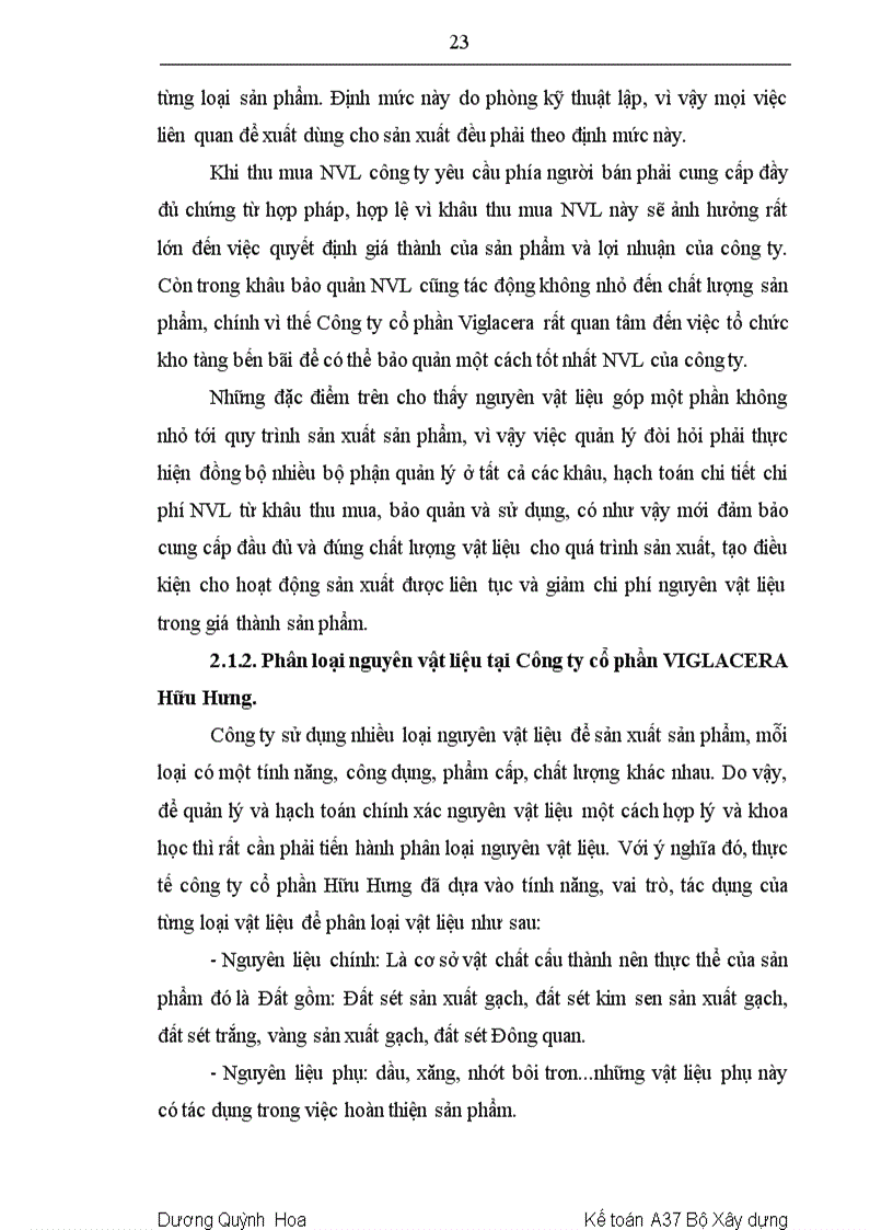image for page Hoàn thiện kế toán nguyên vật liệu tại Công ty cổ phần Viglacera Hữu Hưng