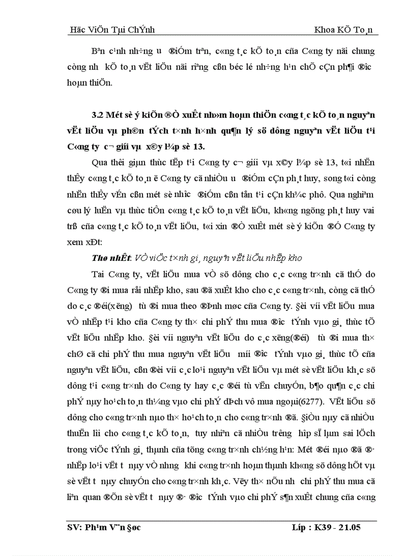 image for page Tổ chức công tác kế toán nguyên vật liệu tại công ty Cơ giới và xây lắp số 13
