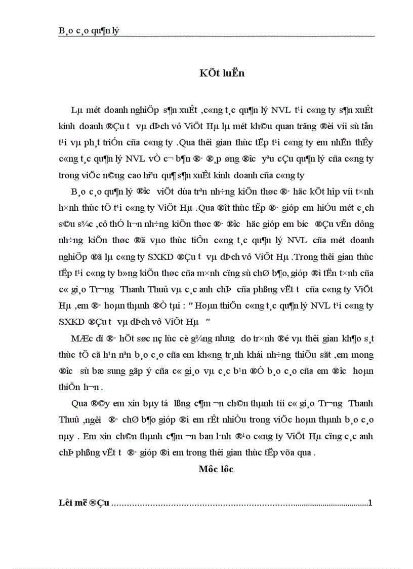 image for page Hoàn thiện công tác quản lý NVL tại công ty SXKD đầu tư và dịch vụ Việt Hà 1
