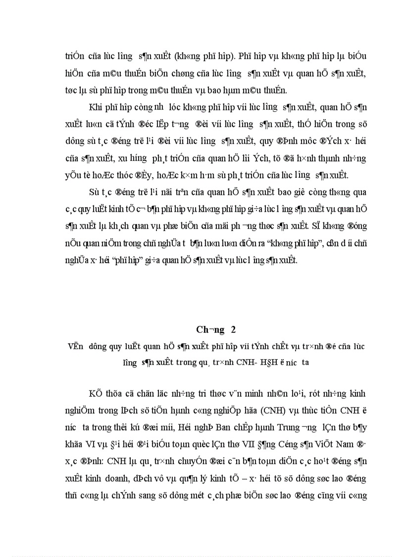 image for page Quy luật quan hệ sản xuất và lực lượng sản xuất và vận dụng quy luật trong quá trình CNH HĐH ở nước ta 1