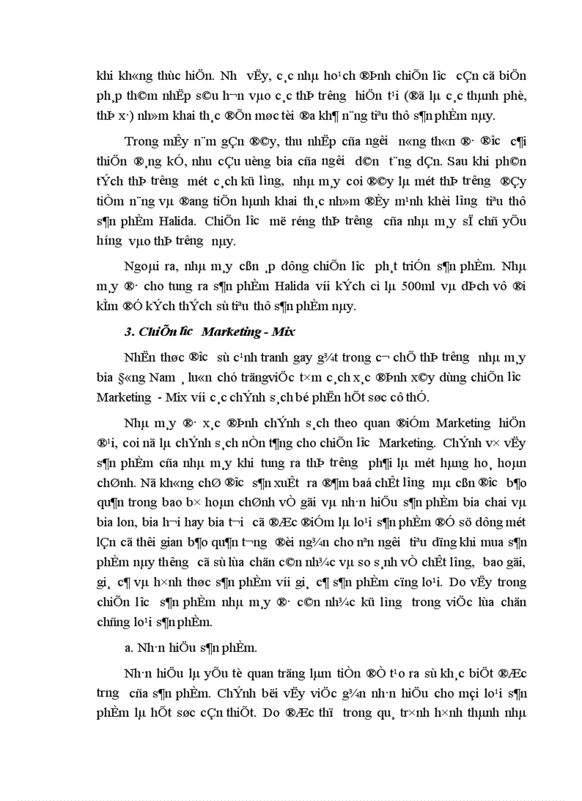 image for page Một vài giải pháp ứng dụng Marketing Mix vào hoạt động phát triển thị trường tiêu thụ sản phẩm HALIDA của nhà máy bia Đông Nam á 1
