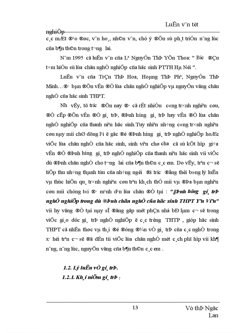 image for page Định hướng giá trị nghề nghiệp trong dự định chọn nghề của học sinh THPT Yên Viên