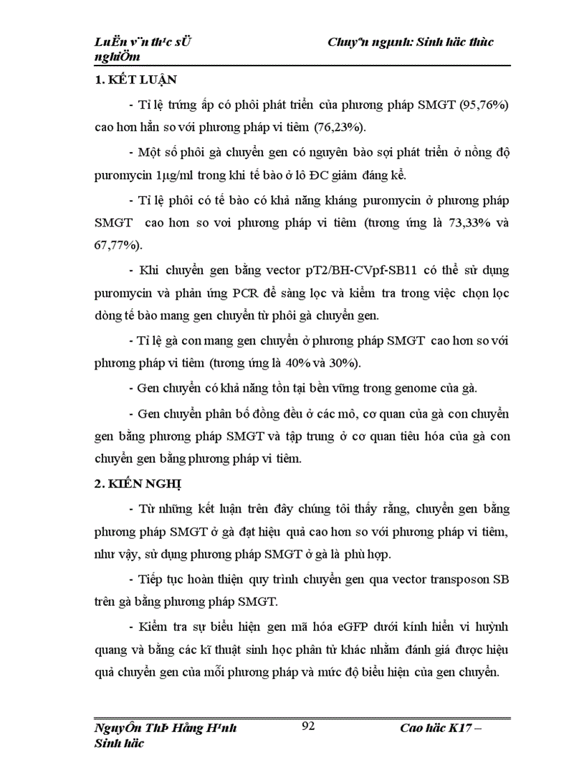 image for page Thử nghiệm chuyển gen GFP trên gà Gallus gallus domesticus sử dụng vector pT2 BH CVpf SB11 bằng phương pháp chuyển gen qua tinh trùng và vi tiêm vào phôi gà 0 giờ ấp 1