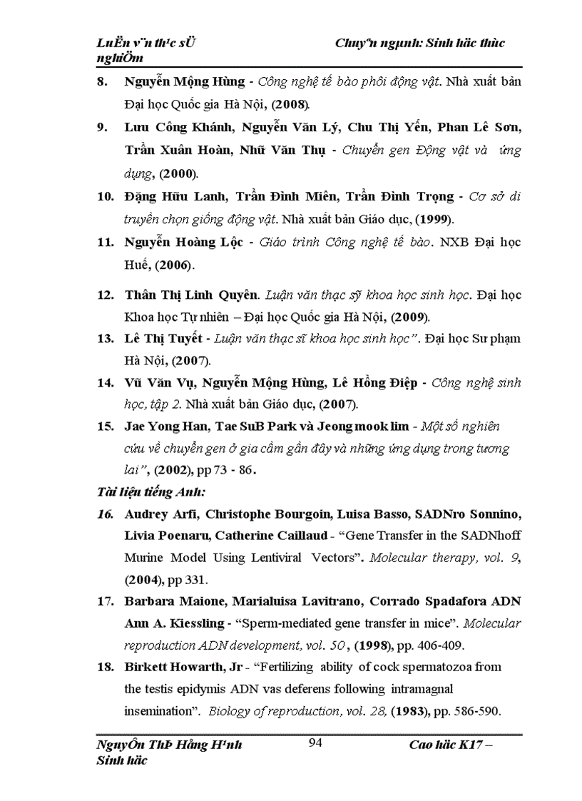 image for page Thử nghiệm chuyển gen GFP trên gà Gallus gallus domesticus sử dụng vector pT2 BH CVpf SB11 bằng phương pháp chuyển gen qua tinh trùng và vi tiêm vào phôi gà 0 giờ ấp 1