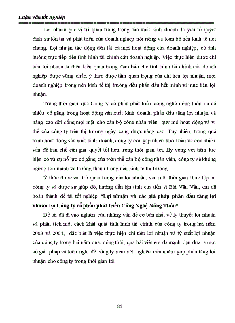 image for page Lợi nhuận và các giải pháp góp phần tăng lợi nhuận tại Công ty cổ phần phát triển công nghệ nông thôn 1