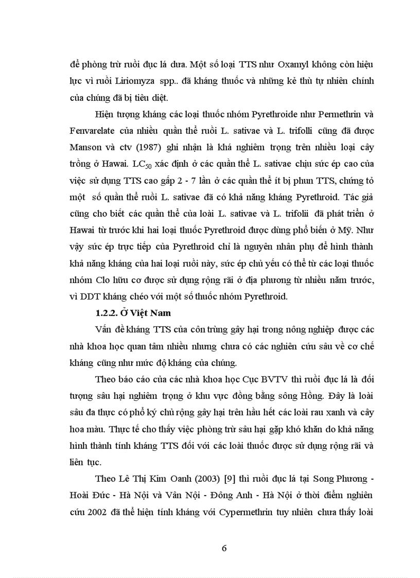 image for page Nghiên cứu tính mẫn cảm với một số thuốc trừ sâu của ấu trùng ruồi đục lá Lyriomyza sativae Blanchard ở một số quần thể Hưng Yên và Hà Nội