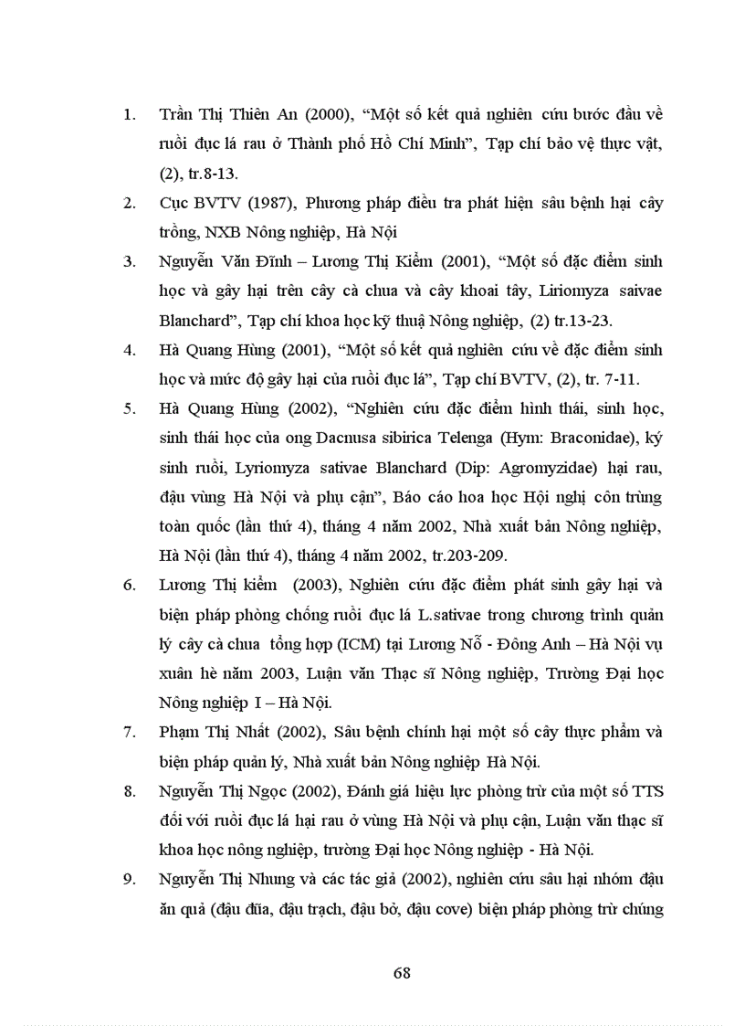 image for page Nghiên cứu tính mẫn cảm với một số thuốc trừ sâu của ấu trùng ruồi đục lá Lyriomyza sativae Blanchard ở một số quần thể Hưng Yên và Hà Nội