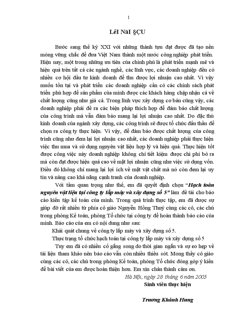 image for page Hạch toán nguyên vật liệu tại Công ty xây lắp và xây dựng số 5 1