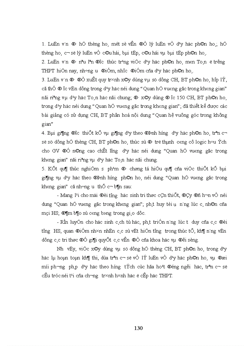 image for page Xây dựng và sử dụng hệ thống câu hỏi bài tập phân hoá khi dạy học Quan hệ vuông góc trong không gian ở lớp 11 trường THPT 1