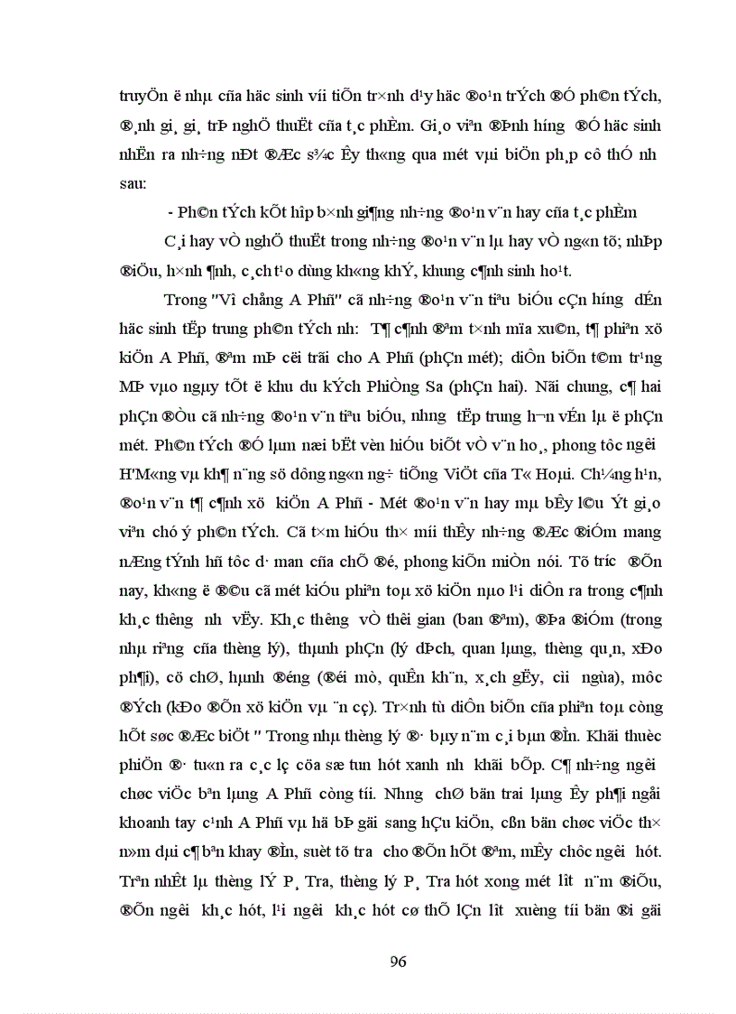 image for page Những biện pháp phối hợp giữa kết quả đọc truyện Vợ chồng A Phủ của học sinh với tiến trình dạy học đoạn trích