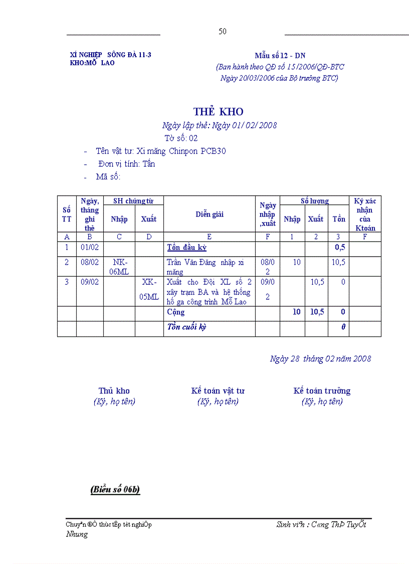 image for page Hoàn thiện hạch toán nguyên vật liệu công cụ dụng cụ tại Xí nghiệp Sông Đà 11 3 1