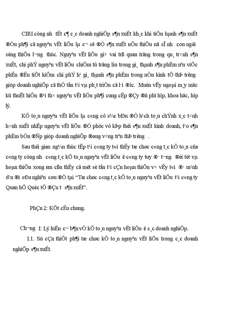 image for page Tổ chức công tác kế toán nguyên vật liệu tại công ty Quan hệ Quốc tế đầu tư sản xuất