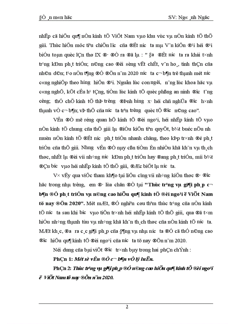image for page Thực trạng và giải pháp cơ bản để phát triển và nâng cao hiệu quả kinh tế đối ngoại ở việt nam từ nay đến 2020