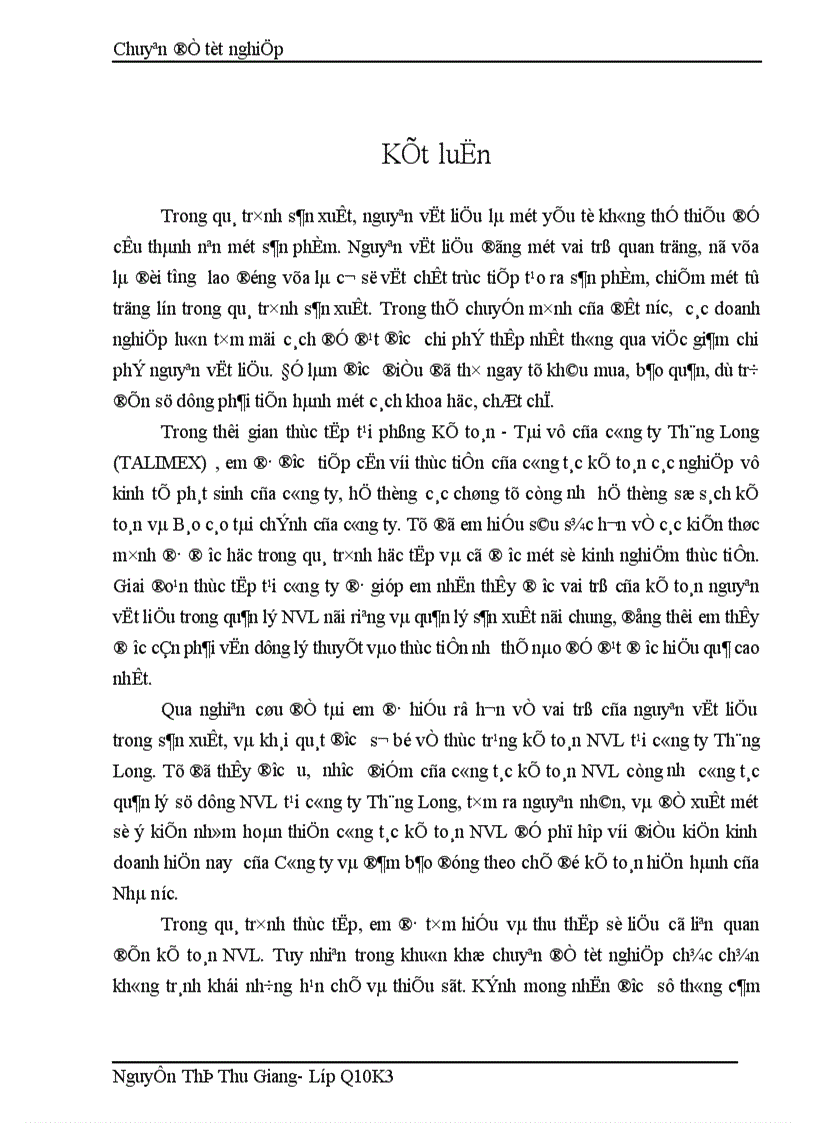 image for page Hoàn thiện công tác kế toán nguyên vật liệu tại Công ty Thăng Long TALIMEX 1