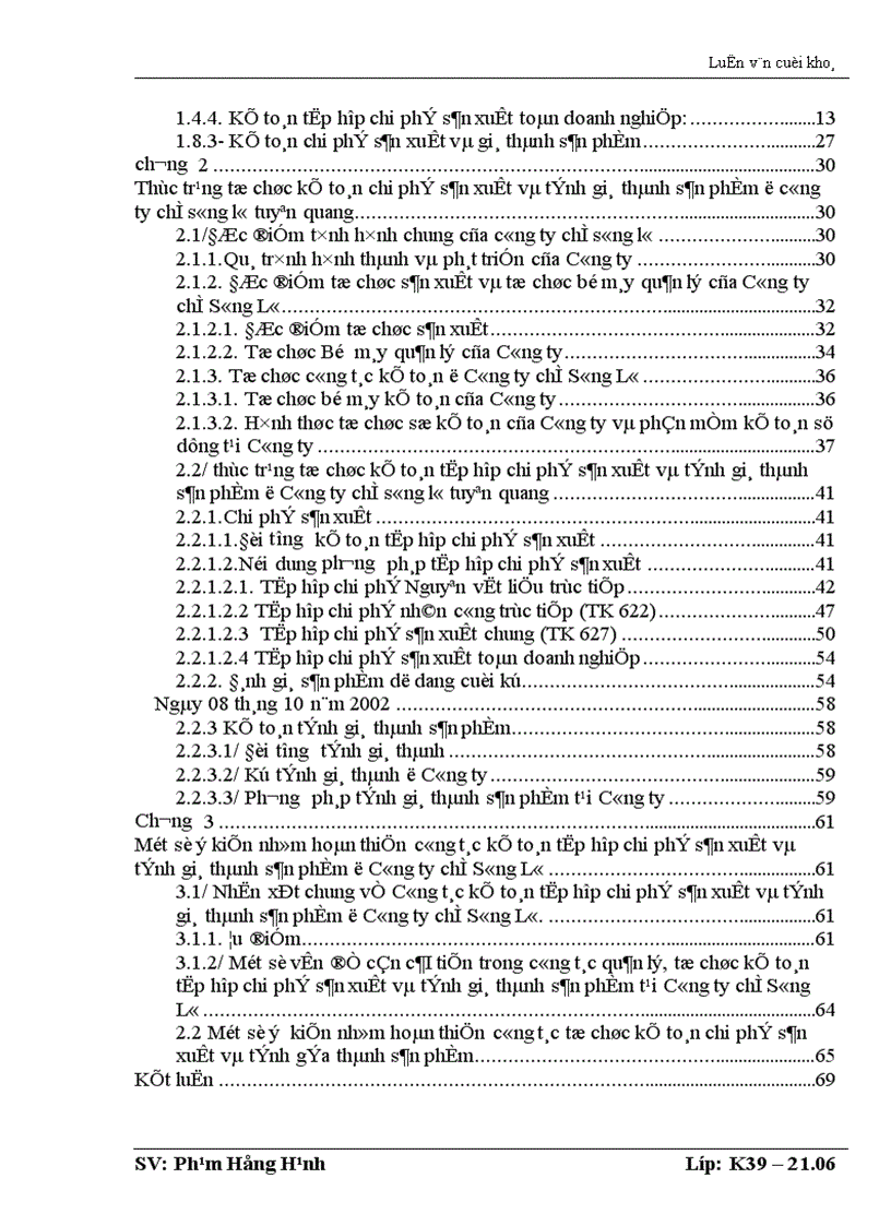 image for page Tổ chức công tác kế toán tập hợp chi phi sản xuất và tính giá thành sản phẩm ở công ty chè Sông Lô Tuyên Quang