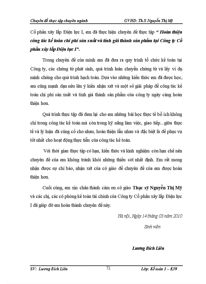 image for page Hoàn thiện công tác kế toán chi phí sản xuất và tính giá thành sản phẩm tại Công ty Cổ phần Xây lắp Điện lực I