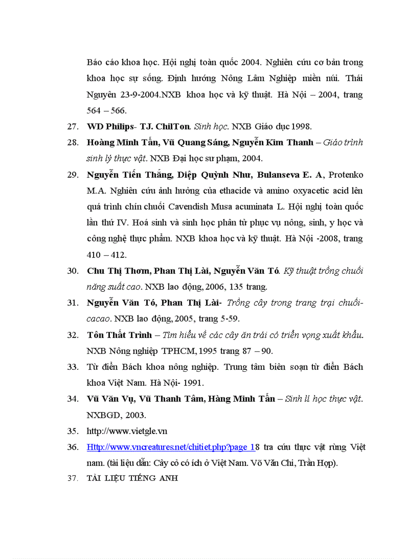 image for page Nghiên cứu động thái một số chỉ tiêu sinh lý hoá sinh theo tiến trình sinh trưởng phát triển của quả chuối tây tại huyện Thanh Trì Hà Nội 1