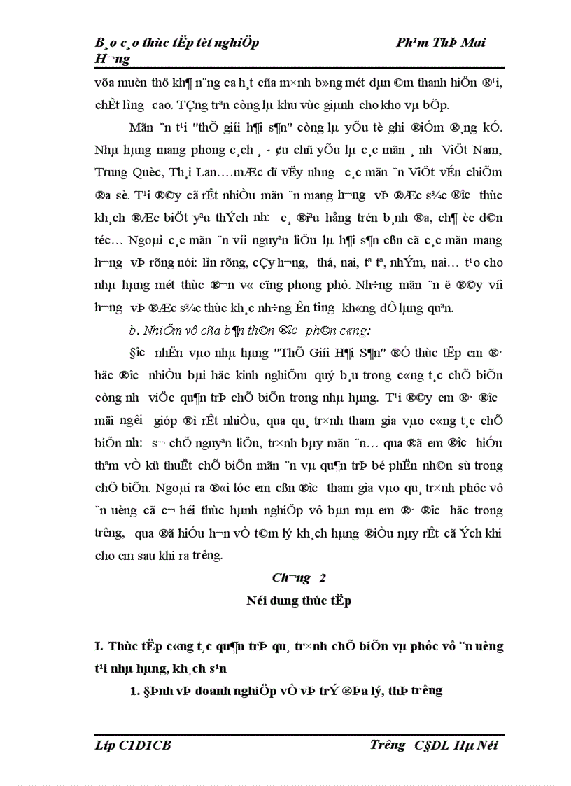 image for page Thực tập công tác quản trị quá trình chế biến và phục vụ ăn uống tại nhà hàng khách sạn 1