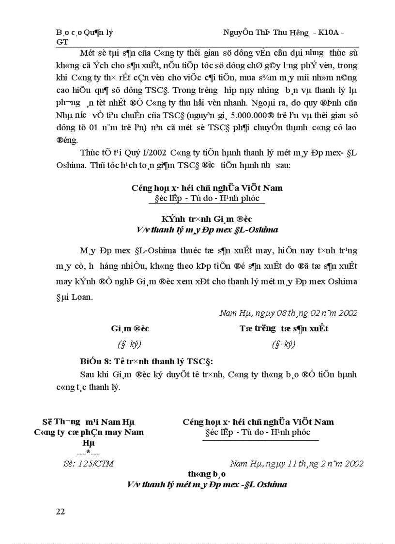 image for page Công tác quản lý TSCĐ và nâng cao hiệu quả sử dụng TSCĐ tại Công ty cổ phần may Nam Hà 1
