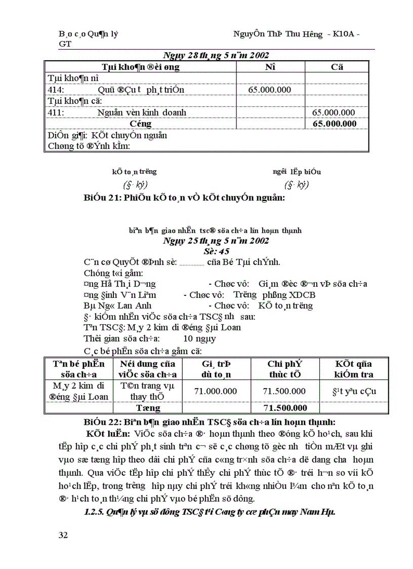 image for page Công tác quản lý TSCĐ và nâng cao hiệu quả sử dụng TSCĐ tại Công ty cổ phần may Nam Hà 1
