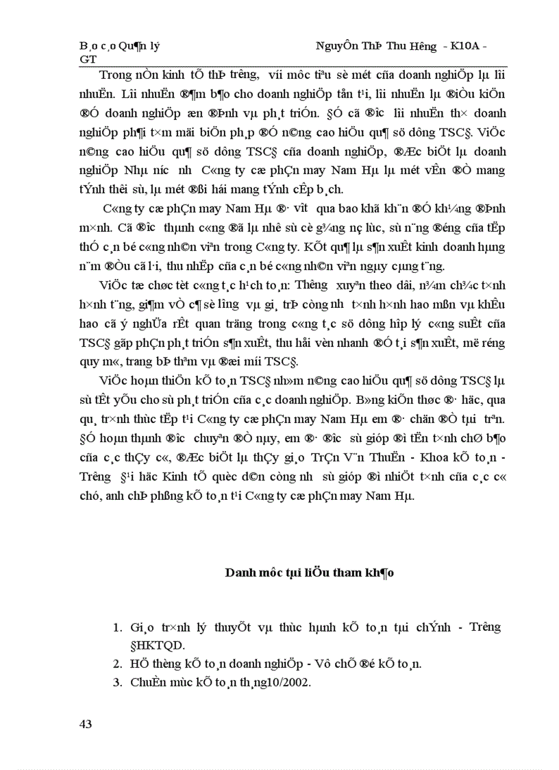 image for page Công tác quản lý TSCĐ và nâng cao hiệu quả sử dụng TSCĐ tại Công ty cổ phần may Nam Hà 1