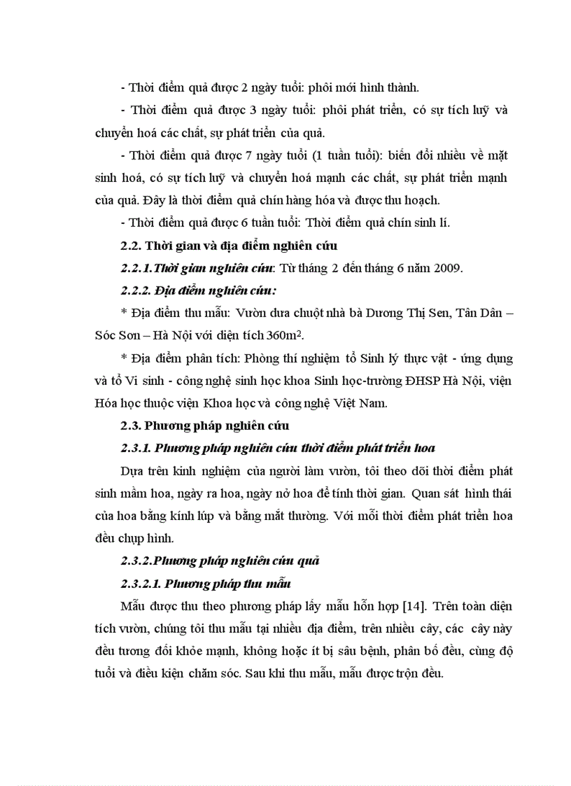 image for page Động thái một số chỉ tiêu sinh li hóa sinh theo tiến trình phát triển của quả dưa chuột Cucumis sativus L tại Sóc Sơn Hà Nội