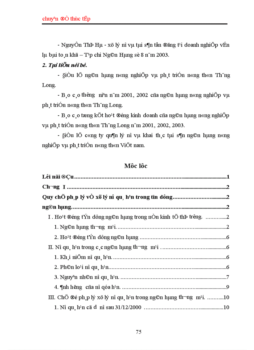 image for page Chế độ pháp lý về xử lý nợ quá hạn thực tiễn áp dụng tại ngân hàng nông nghiệp và phát triển nông thôn Thăng Long 1