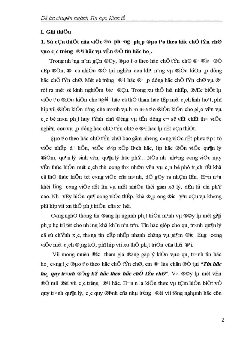 image for page Tin học hoá quy trình đăng kí học theo học chế tín chỉ