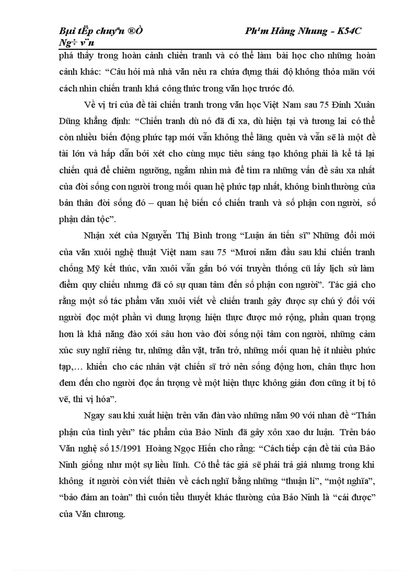 image for page Nghiên cứu tiểu thuyết Nỗi buồn chiến tranh n thức lại