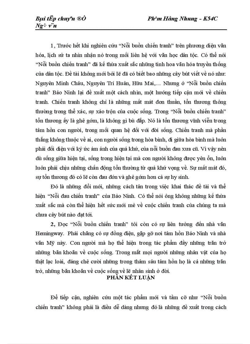 image for page Nghiên cứu tiểu thuyết Nỗi buồn chiến tranh n thức lại