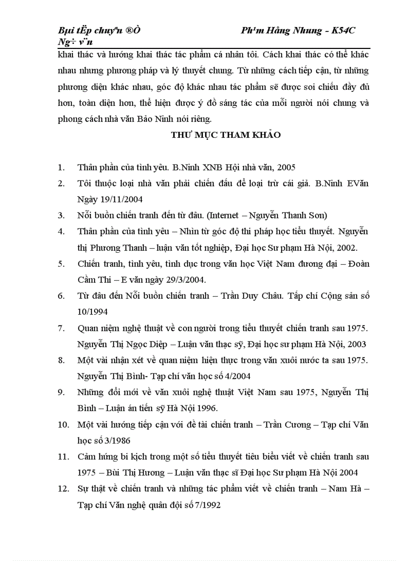 image for page Nghiên cứu tiểu thuyết Nỗi buồn chiến tranh n thức lại