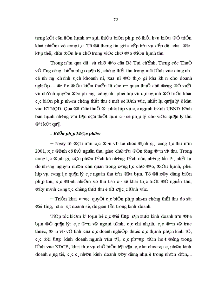 image for page Quản lý thu thuế ngoài quốc doanh trên địa bàn tỉnh Quảng Ngãi Thực trạng và giải pháp Biện pháp quản lý thu thuế đối với cơ sở kinh doanh NQD năm 2000 và 6 tháng đầu năm 2001 Quảng Ngãi