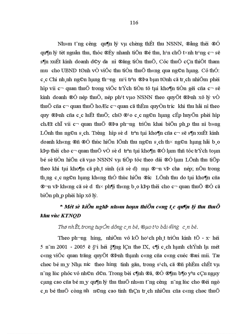 image for page Quản lý thu thuế ngoài quốc doanh trên địa bàn tỉnh Quảng Ngãi Thực trạng và giải pháp Biện pháp quản lý thu thuế đối với cơ sở kinh doanh NQD năm 2000 và 6 tháng đầu năm 2001 Quảng Ngãi