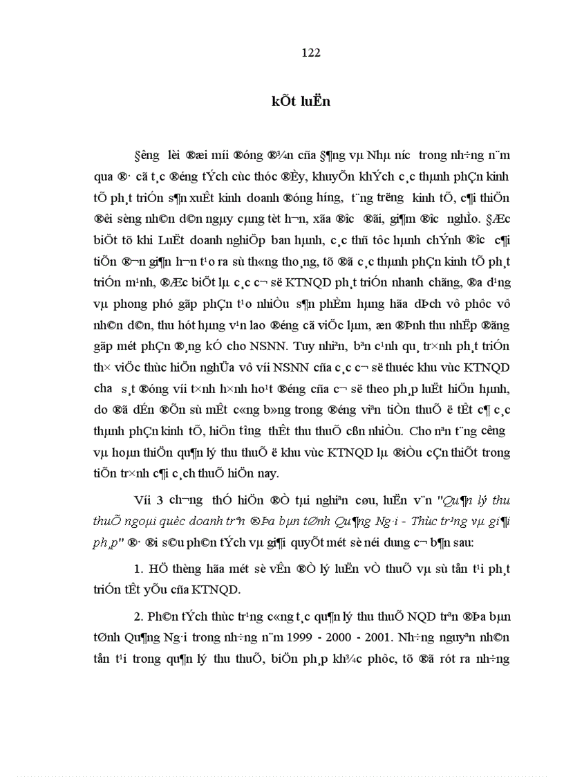 image for page Quản lý thu thuế ngoài quốc doanh trên địa bàn tỉnh Quảng Ngãi Thực trạng và giải pháp Biện pháp quản lý thu thuế đối với cơ sở kinh doanh NQD năm 2000 và 6 tháng đầu năm 2001 Quảng Ngãi