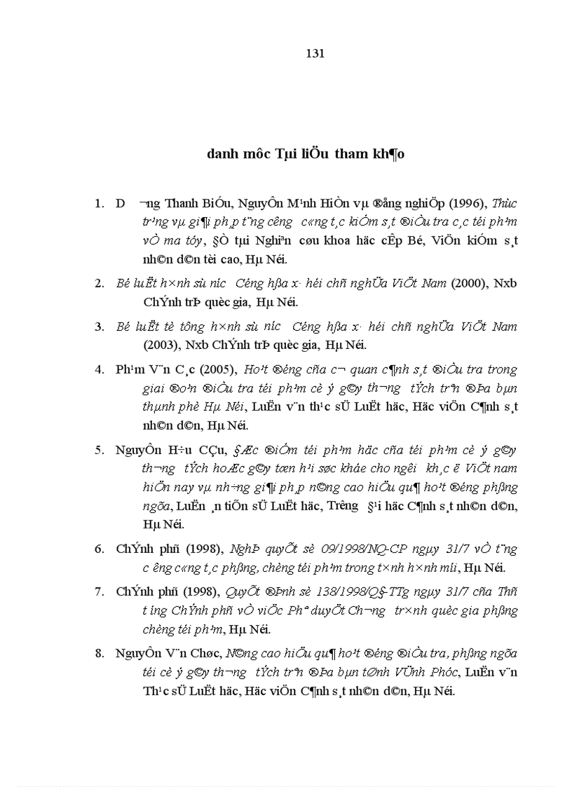 image for page Hoạt động của Viện kiểm sát nhân dân trong giai đoạn điều tra các vụ án cố ý gây thương tích trên địa bàn tỉnh Hà Tây