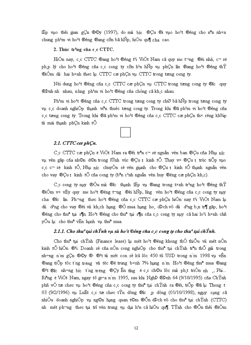 image for page Các CTTC và sự ra đời phát triển các CTTC ở Việt Nam