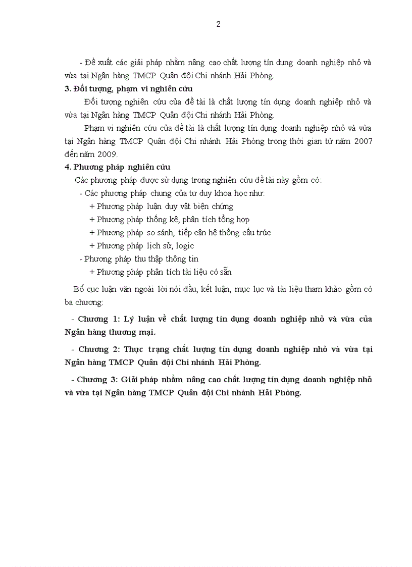 image for page Nâng cao chất lượng tín dụng doanh nghiệp nhỏ và vừa tại Ngân hàng TMCP Quân đội Chi nhánh Hải Phòng