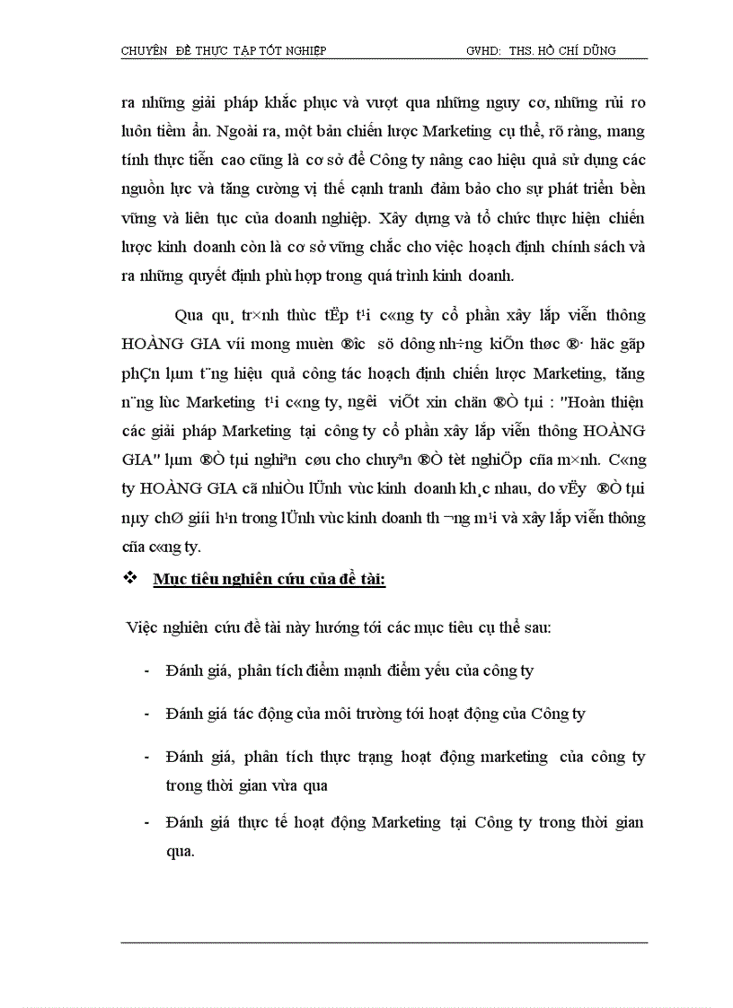 image for page Hoàn thiện các giải pháp Marketing tại công ty cổ phần xây lắp viễn thông HOÀNG GIA 1