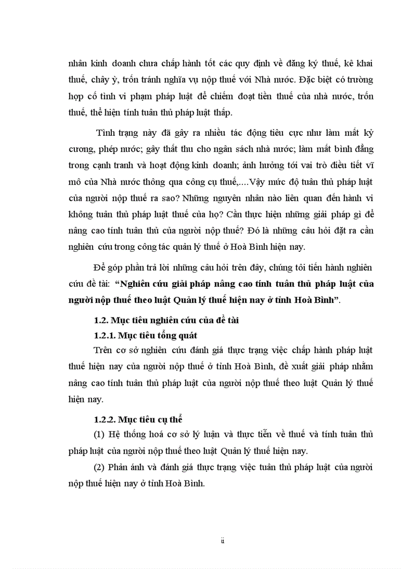 image for page Nghiên cứu giải pháp nâng cao tính tuân thủ pháp luật của người nộp thuế theo luật Quản lý thuế hiện nay ở tỉnh Hoà Bình