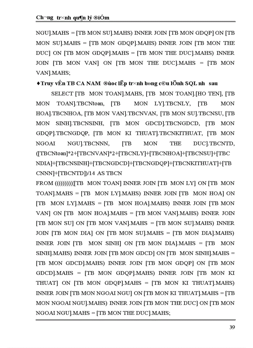 image for page Chương trình quản lý điểm