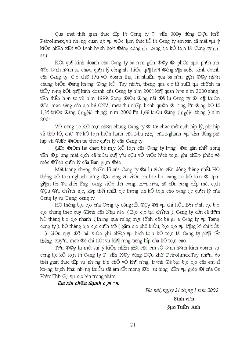image for page Báo cáo thực tập tổng hợp của Công ty Tư Vấn Xây Dựng Dầu Khí Petrolimex